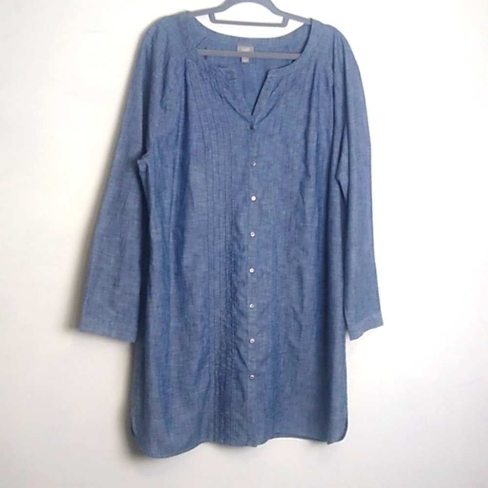 J. Jill Womens  Blue Chambray Shirt Dress Button down NWOT SIZE XL